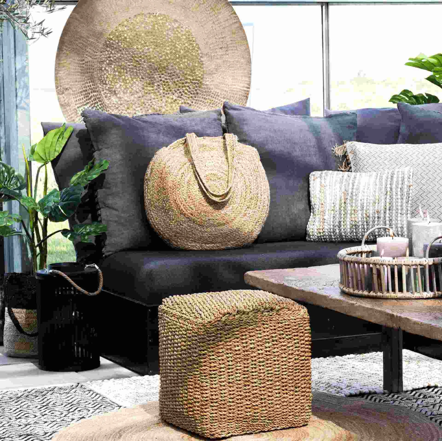 Punottu Boho Seinäkoriste Palmunlehdistä 90×80 2 Punottu Boho Seinäkoriste Palmunlehdistä 90×80 - Image 2